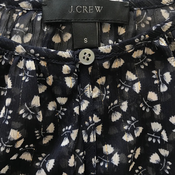J. Crew Ruched-Sleeve Sparkle Floral Top sz Small - Picture 4 of 6